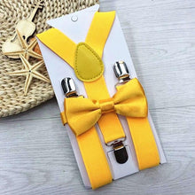 Load image into Gallery viewer, 1PC Kids Elastic Suspenders &amp; Bow Tie Matching Tuxedo Suit Unisex Boy Girl Bowtie Children Costume Adjustable Y-Back Brace Belt - Schalapa