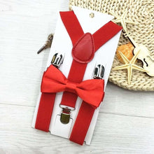 Load image into Gallery viewer, 1PC Kids Elastic Suspenders &amp; Bow Tie Matching Tuxedo Suit Unisex Boy Girl Bowtie Children Costume Adjustable Y-Back Brace Belt - Schalapa