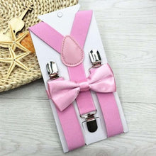 Load image into Gallery viewer, 1PC Kids Elastic Suspenders &amp; Bow Tie Matching Tuxedo Suit Unisex Boy Girl Bowtie Children Costume Adjustable Y-Back Brace Belt - Schalapa